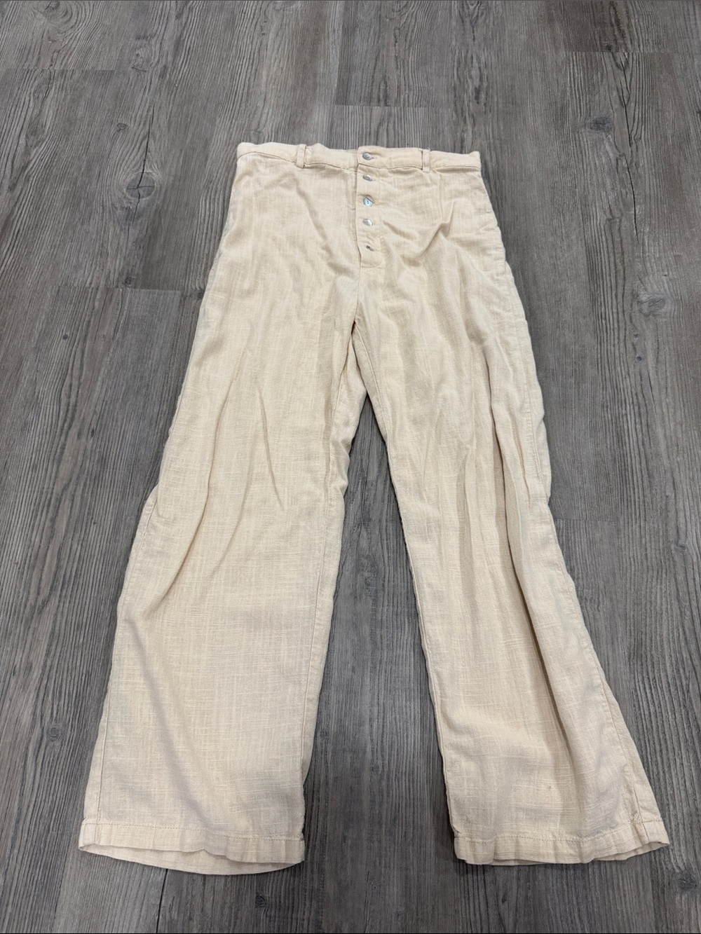 Girl and the Sun Light Cream 100% cotton Button-Front summer Pants